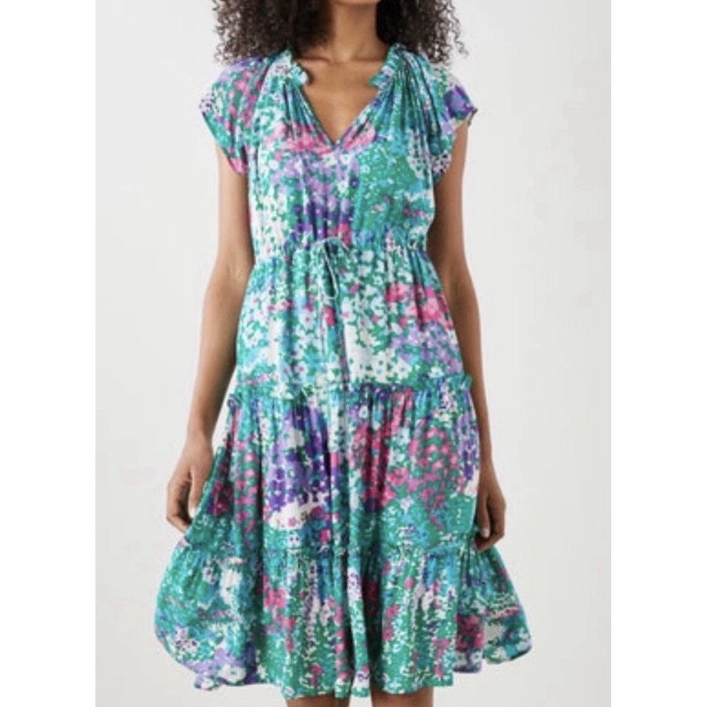 Rails Juni Floral Gardenia Tiered Summer Midi Dress size M